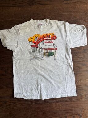 Vintage Cheers Boston Graphic T-Shirt - Light Gray